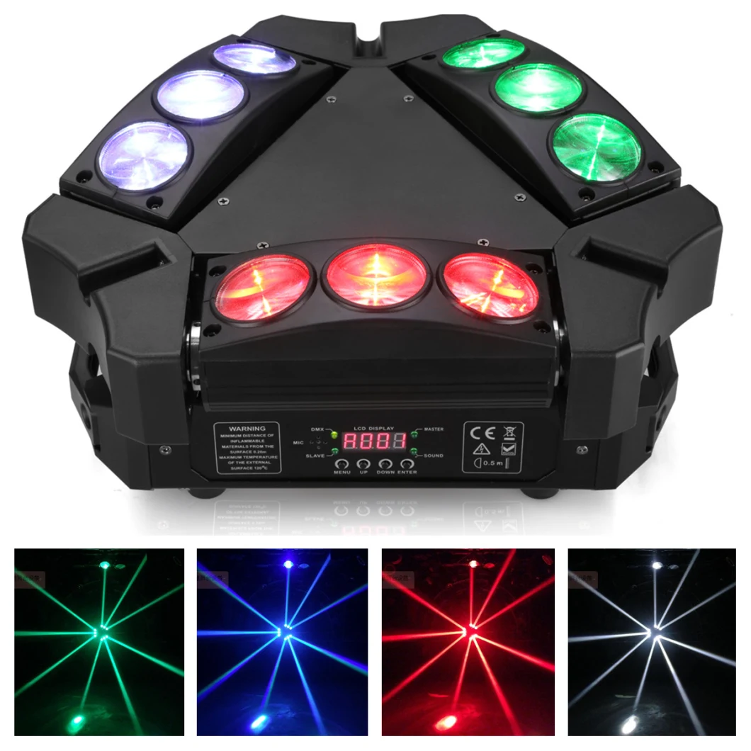 LED Professional Moving Head Beam 9 Eyes Spider Light Stage DJ DMX512 Control