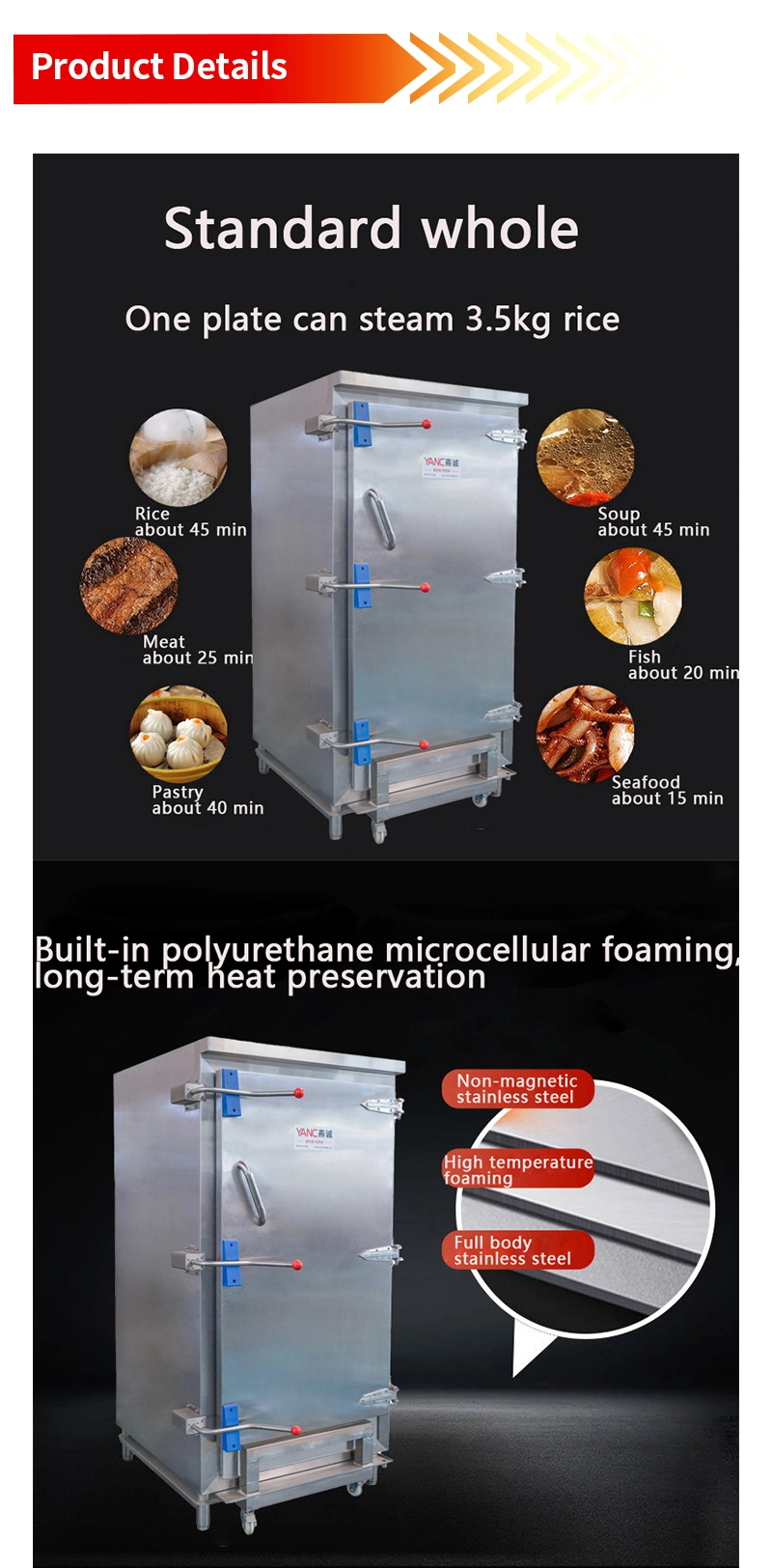 Commercial Gas Electric Steamer Rice Steamer Machine Steamer Cabinet