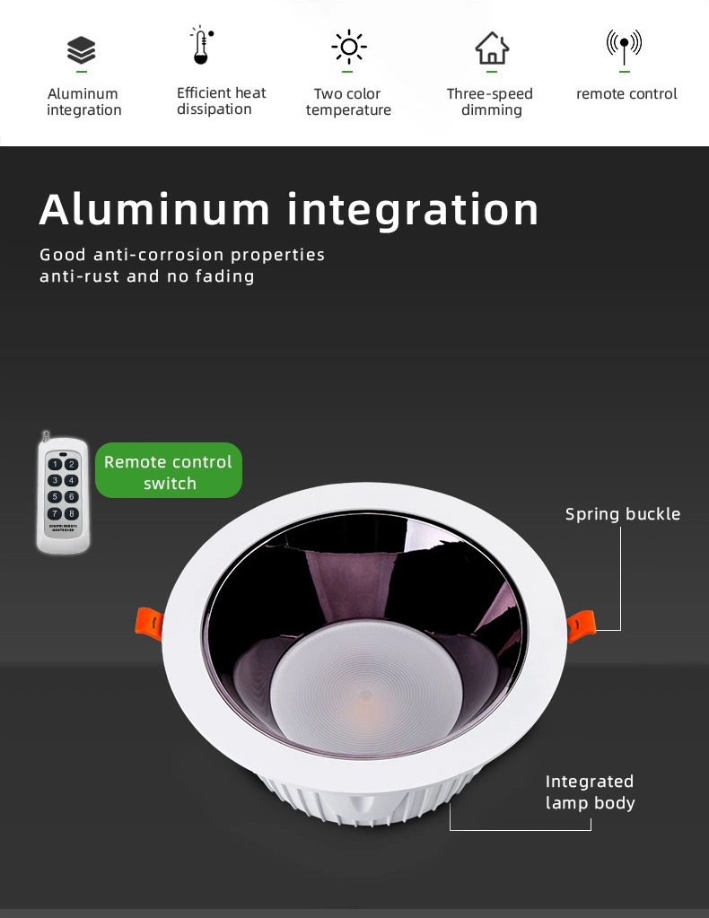 24W Tricolor Dimming Light LED Downlight Used for Shopping Hall Made of Aluminum Alloy Housing (WF-BJ-24W)