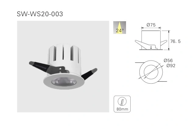 New Design 2100lm COB Wall Washing LED Spotlight 20W LED Wall Wash Recessed Downlight