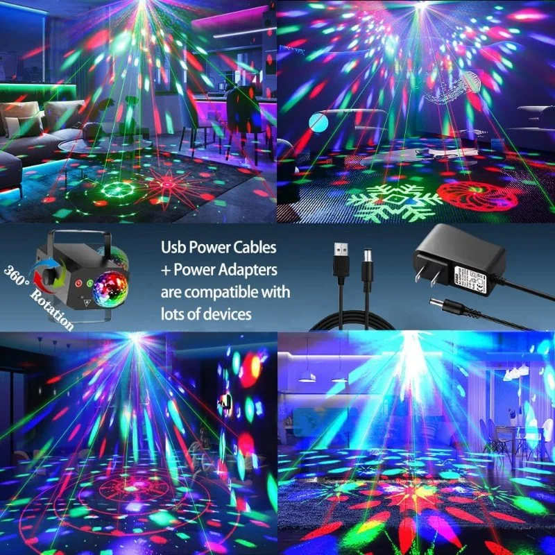 Black White Plastic Case 16 Spot Pattern 2in1 Stage Laser Light LED Crystal Magic Ball KTV Bar Disco Box Party Light