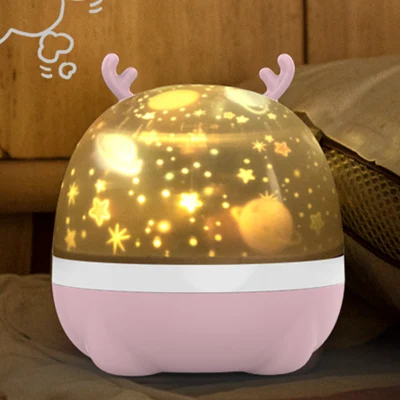 Desktop USB Rechargeable Night Sky Starry Lamp Beauty LED Projection Tricolor Effect Table Light with 6kinds Projection